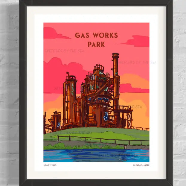 Gas Works Park Seattle Retro Inspired Poster Art Print