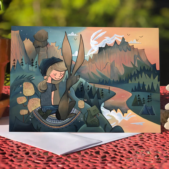 Girl Hare Smith Rock Blank Inside Greeting Card