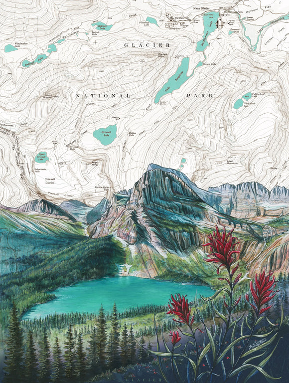 Glacier National Park, Grinell Lake Fine Art Matted Print