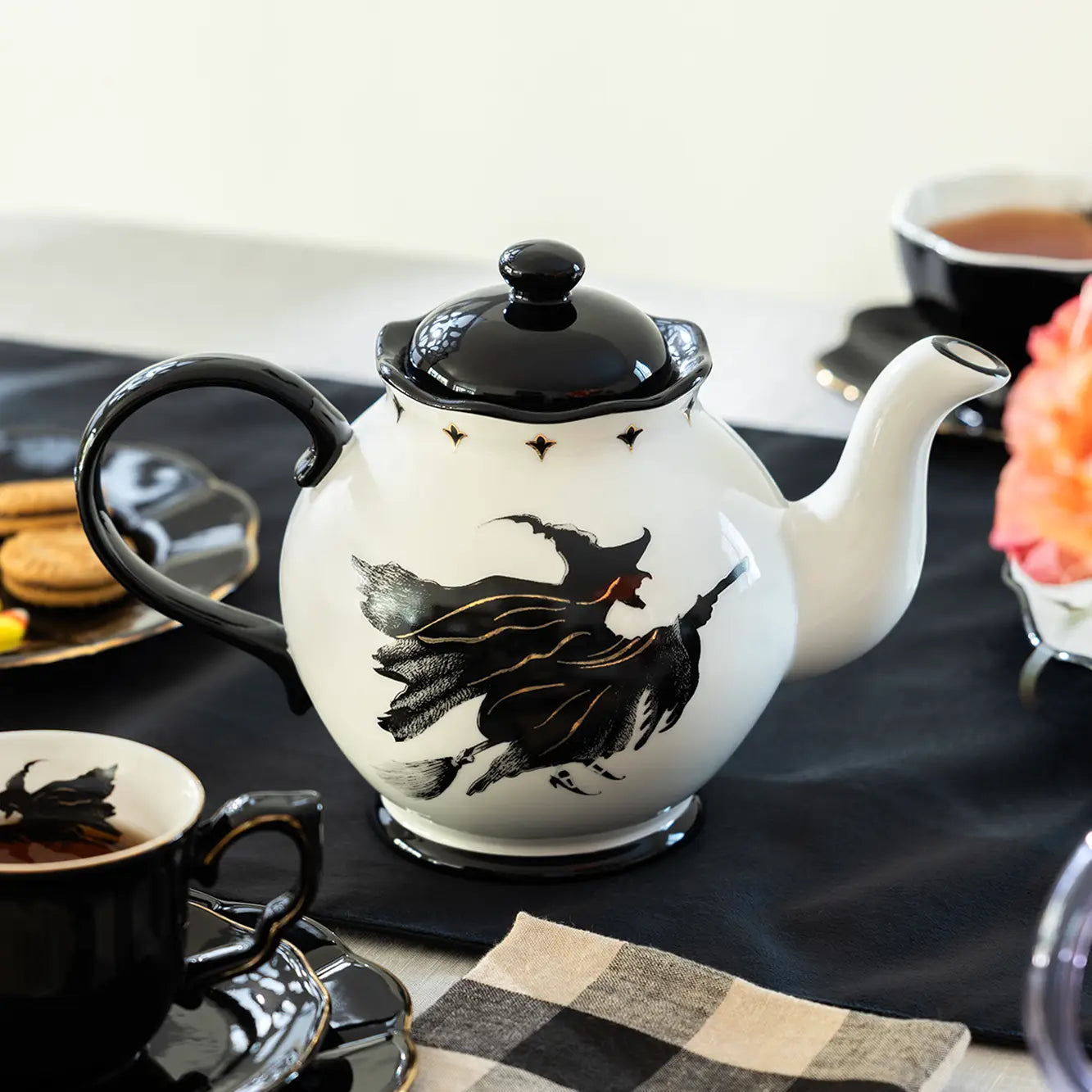 Halloween Witches Brew 40oz Teapot with Flying Witch