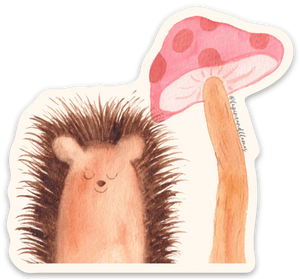 Hedgehog + Mushroom | Watercolour Sticker