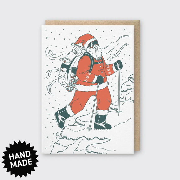 Hiker Santa Greeting Card