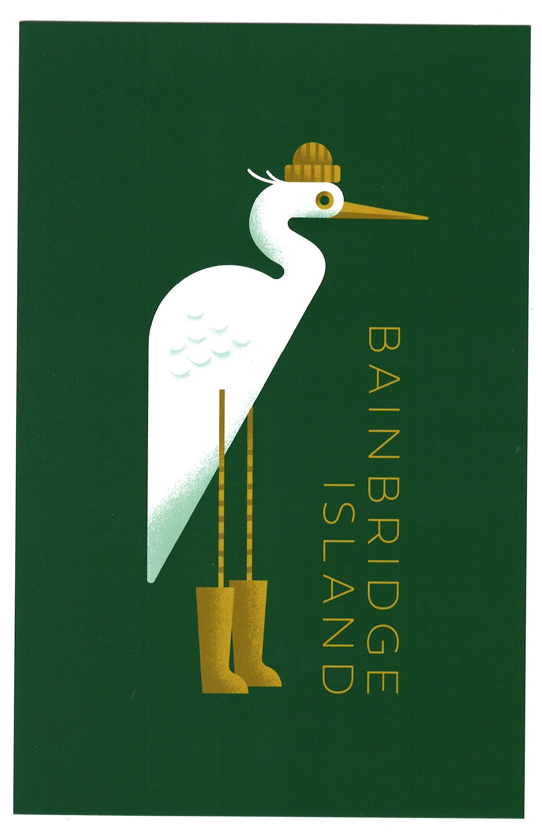Bainbridge Island Hipster Heron Postcard (8.5" x 5.5")