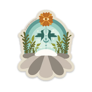 Hummingbird Flower Sticker