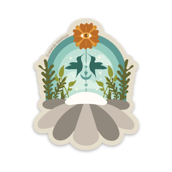 Hummingbird Flower Sticker