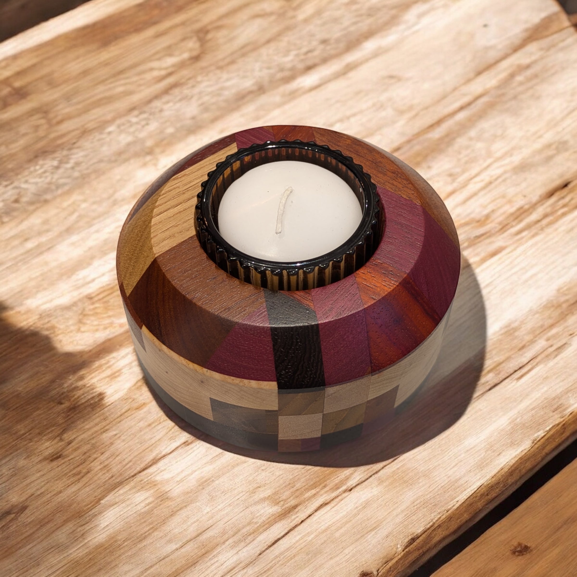 Circular Wood Candle Holders by John Steiner