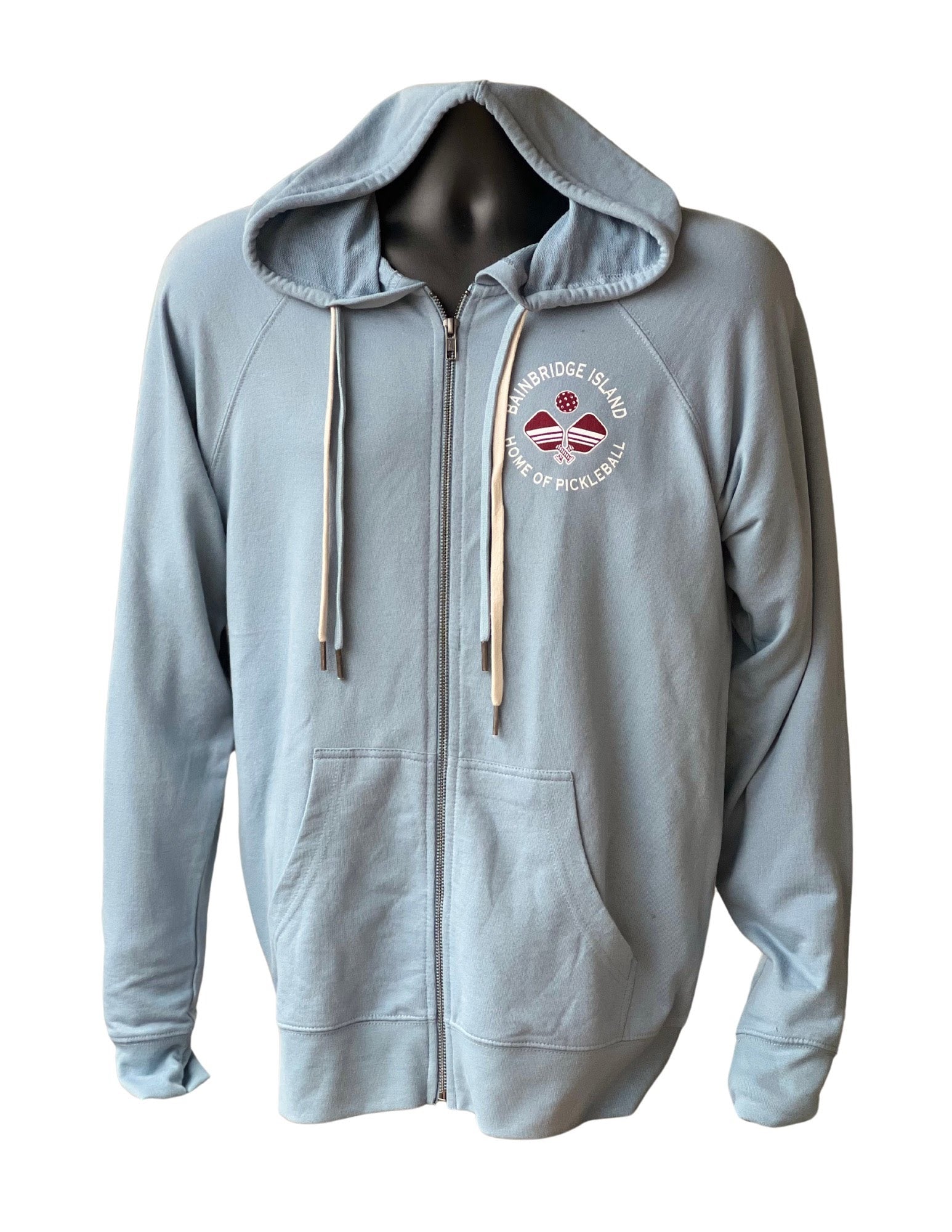 Home of Pickleball Bainbridge Island Zip Up Hoodie | Baby Blue