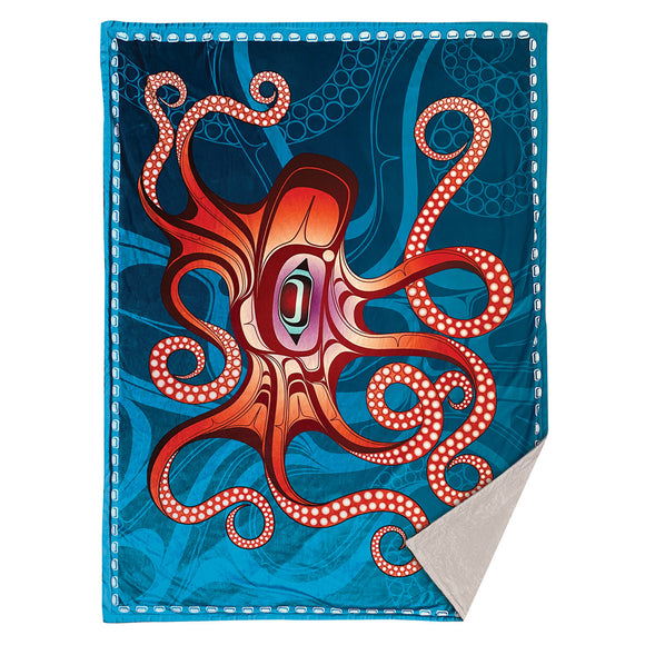 Premium Fleece Blanket | Octopus (Nuu) by Ernest Swanson, Haida
