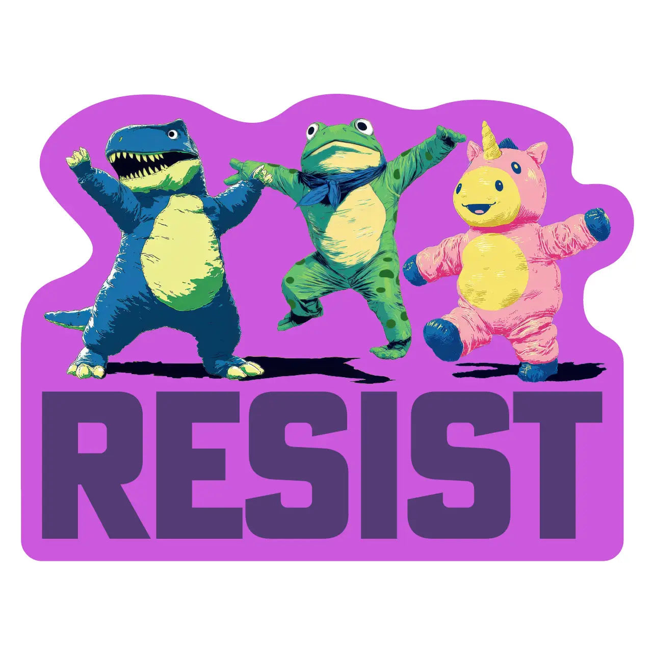 Inflatable Frog, Dinosaur, Unicorn Resist Protest Sticker