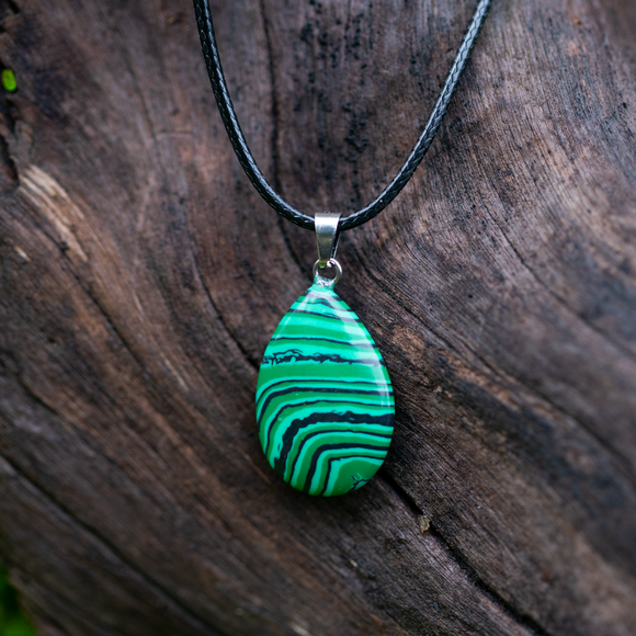 Malachite Pendant Necklace by Miss Maddie