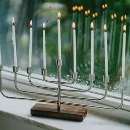 Eternal 9 Candle Menorah /Candelabra-/ Hanukkah - Silver