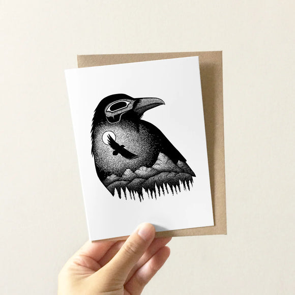 Moonlight Raven Greeting Card
