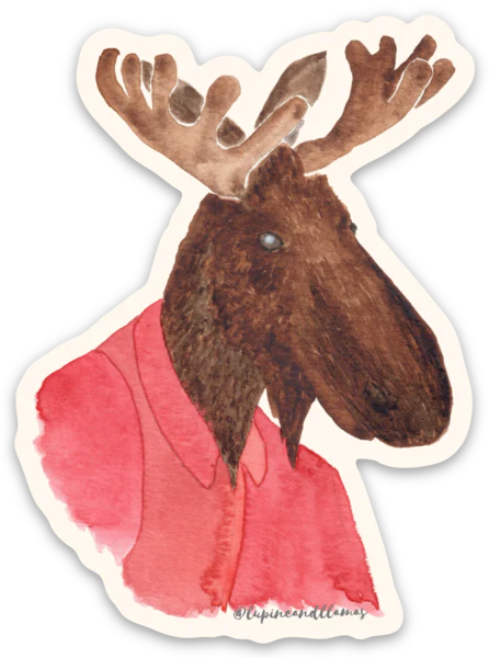 Moose In A Flannel | Watercolour Sticker