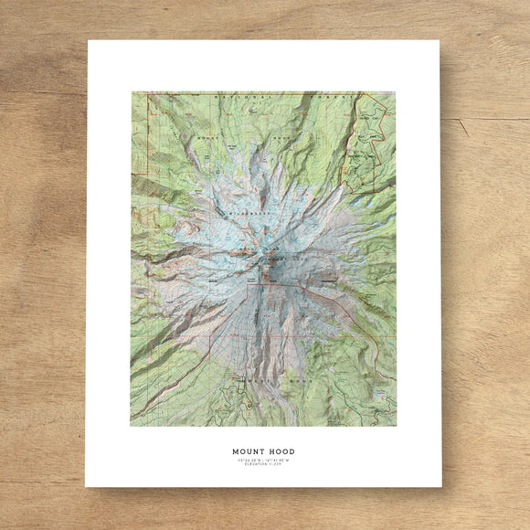 Mount Hood USGS Color Topographic Map Art Print