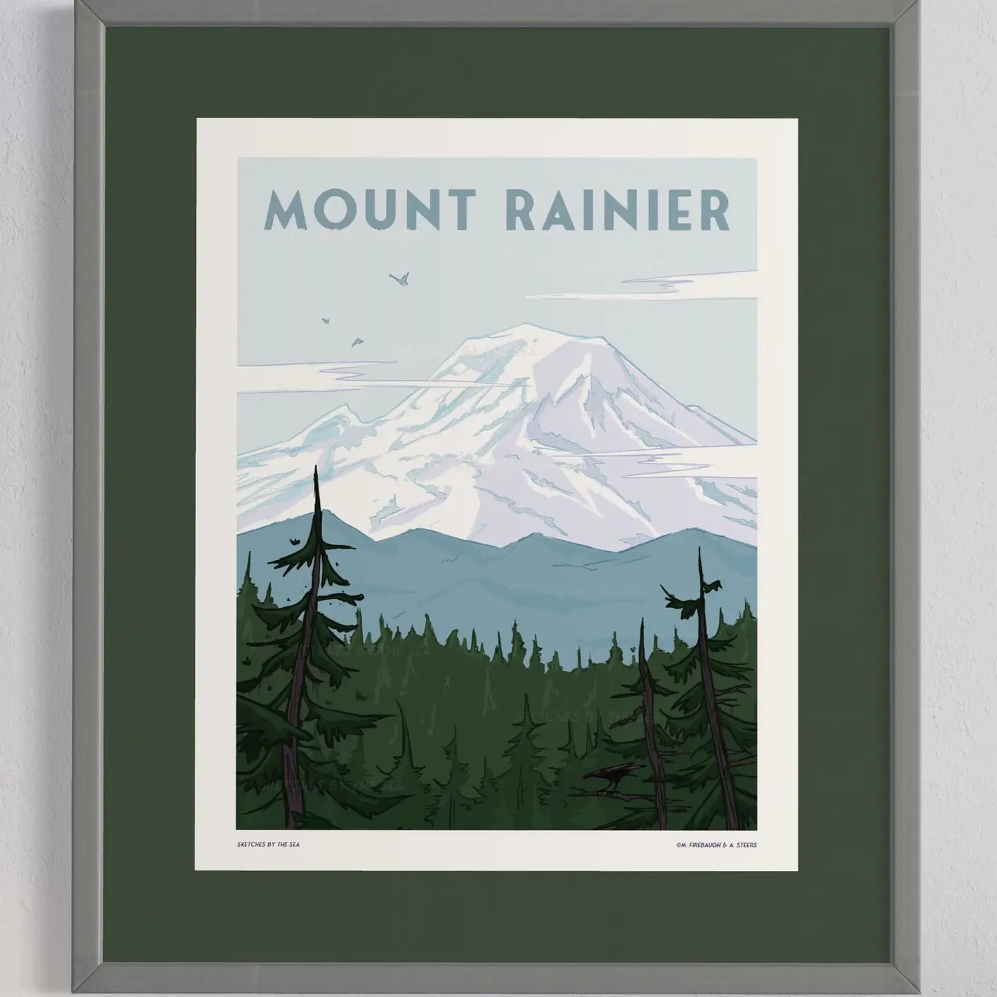 Mount Rainier Stoic Retro Inspired Travel Poster