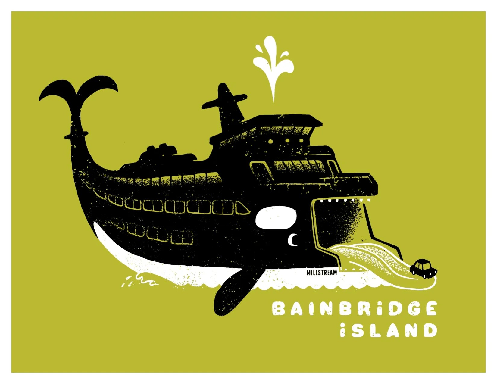 Bainbridge Island Orca Ferry Yellow Postcard