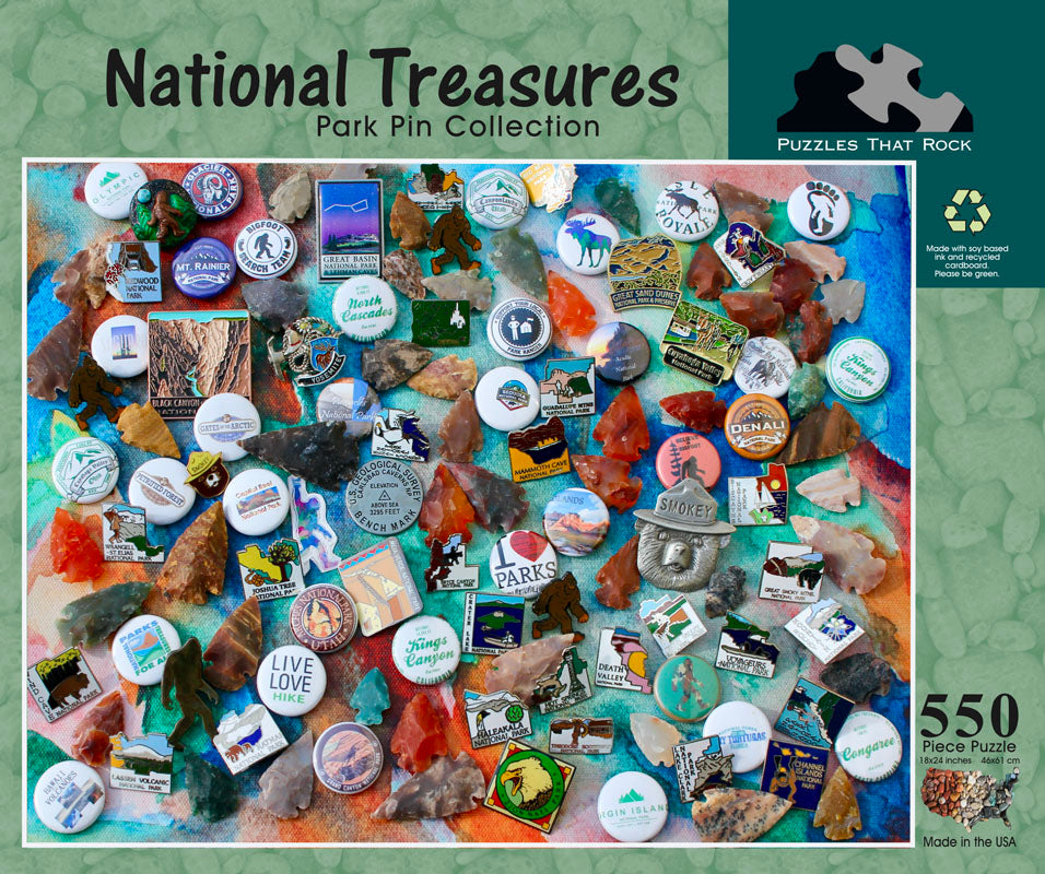 National Treasures National Parks Pin Collection (550 Piece Puzzle)
