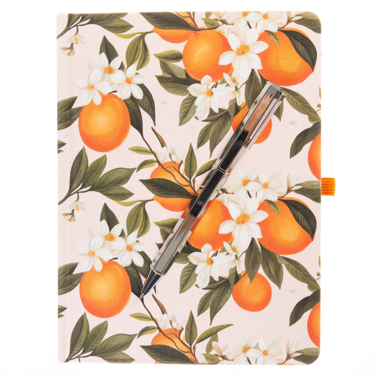 La Petite Presse Collection L'Orange 6 x 8 Fabric-Covered Journal with Pen