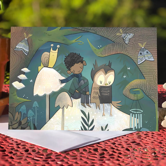 Owl Mushroom (Design 72) Blank Inside Greeting Card