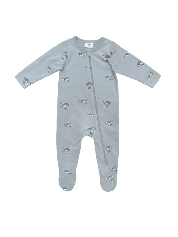 PNW Baby Footed Zip Romper- Orca