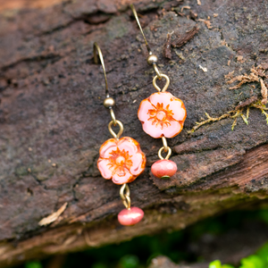 Single Hibiscus Flower Earring w/Drop
