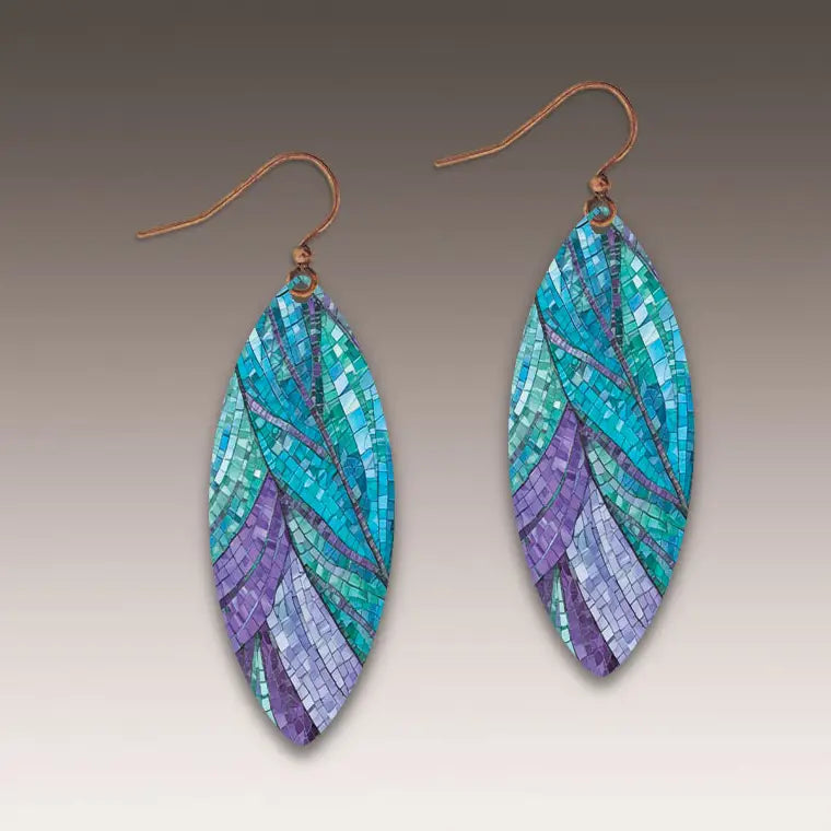 Peacock Mosaic Leaf Point Handmade Earrings | 64OF