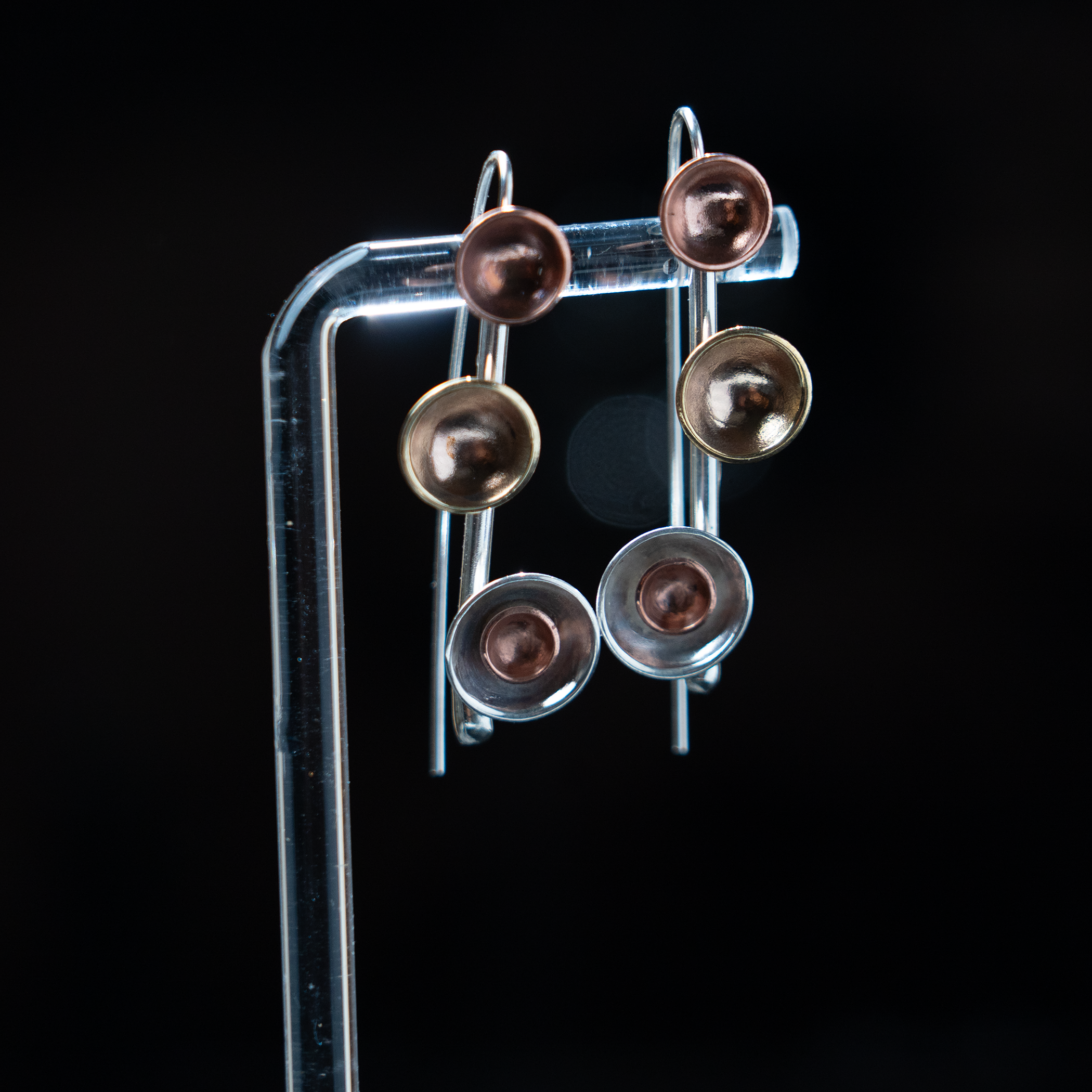 Pebbles on the Beach Long Earrings - Patina Finish