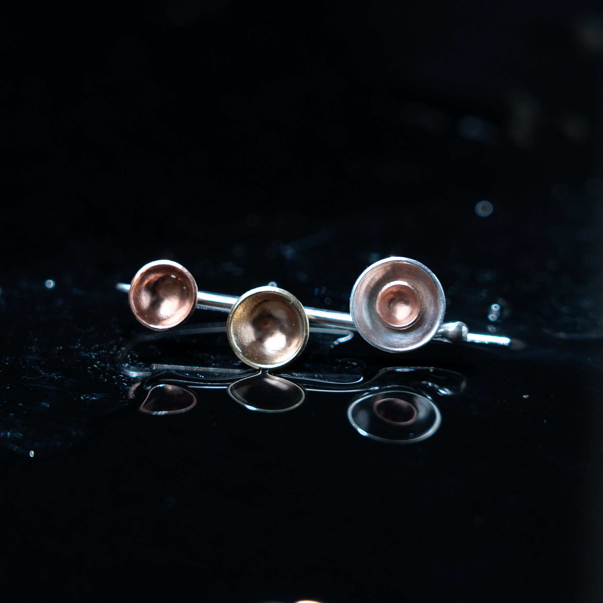 Pebbles on the Beach Long Earrings - Patina Finish