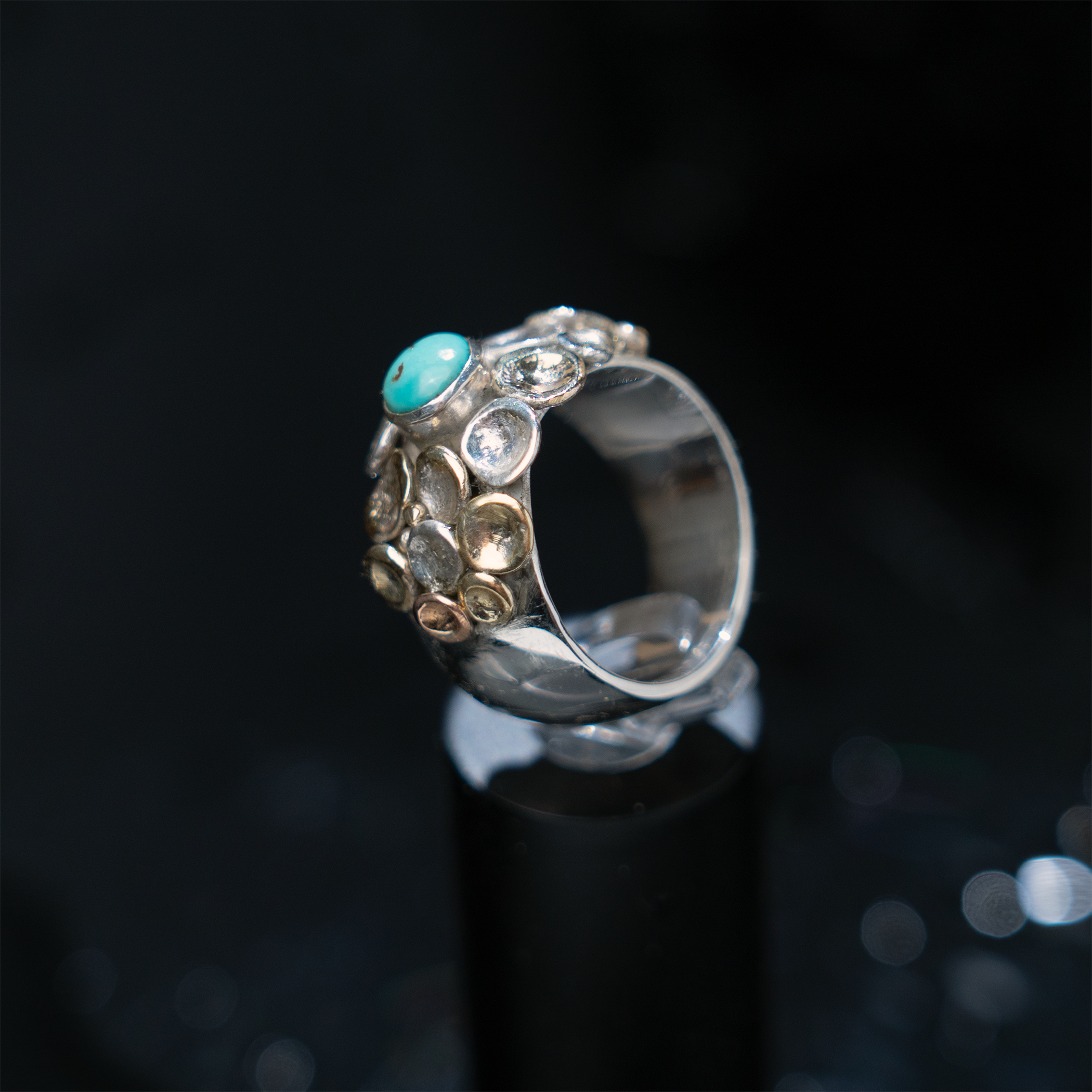 Pebbles on the Beach Ring Turquoise