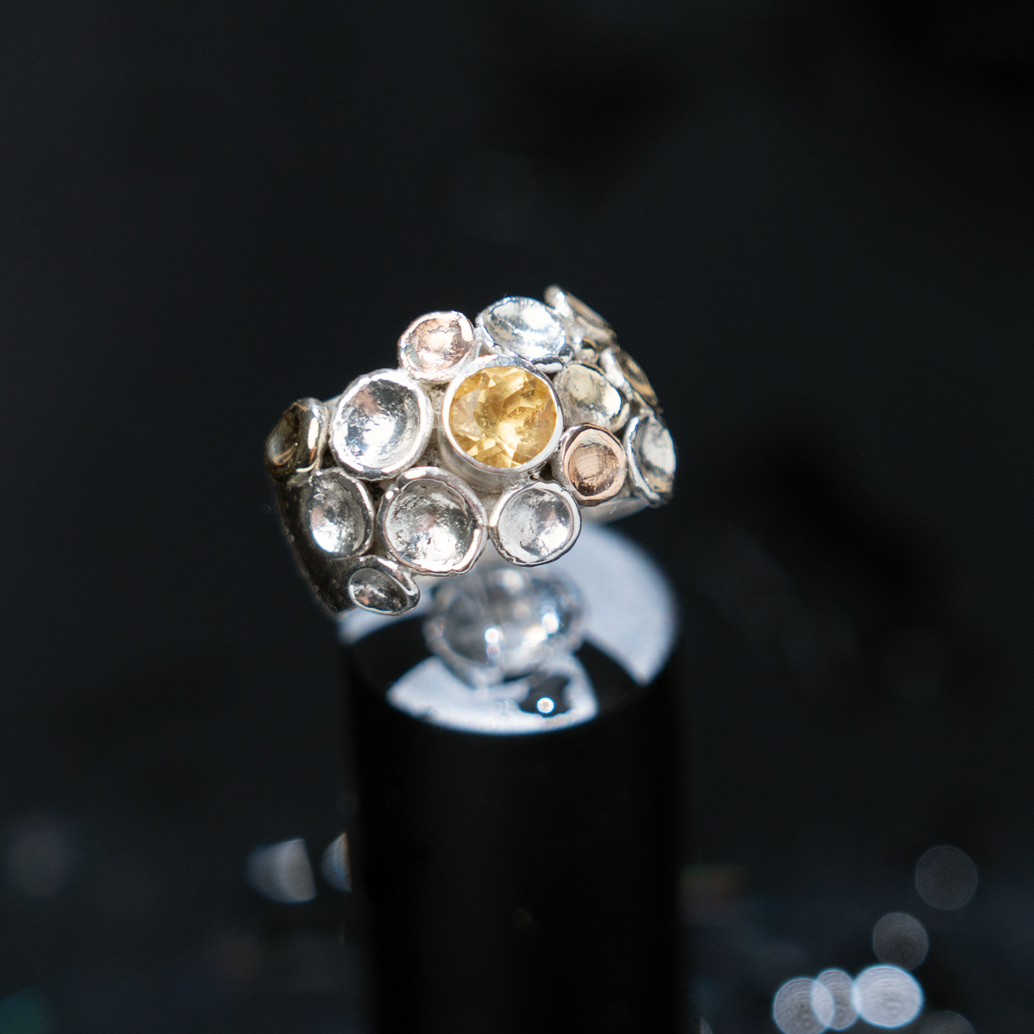 Pebbles on the Beach Ring Honey Topaz