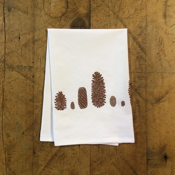 Pinecone Screen Printed Tea Towel