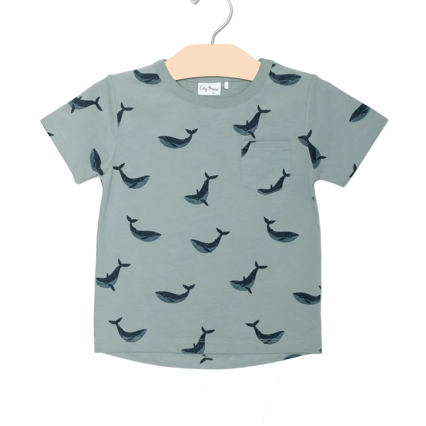 Pocket Tee- Blue Whales