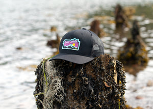 Neon Sunset 6 Panel Trucker Cap Black