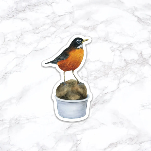 Robin with Ice Scream Sticker
