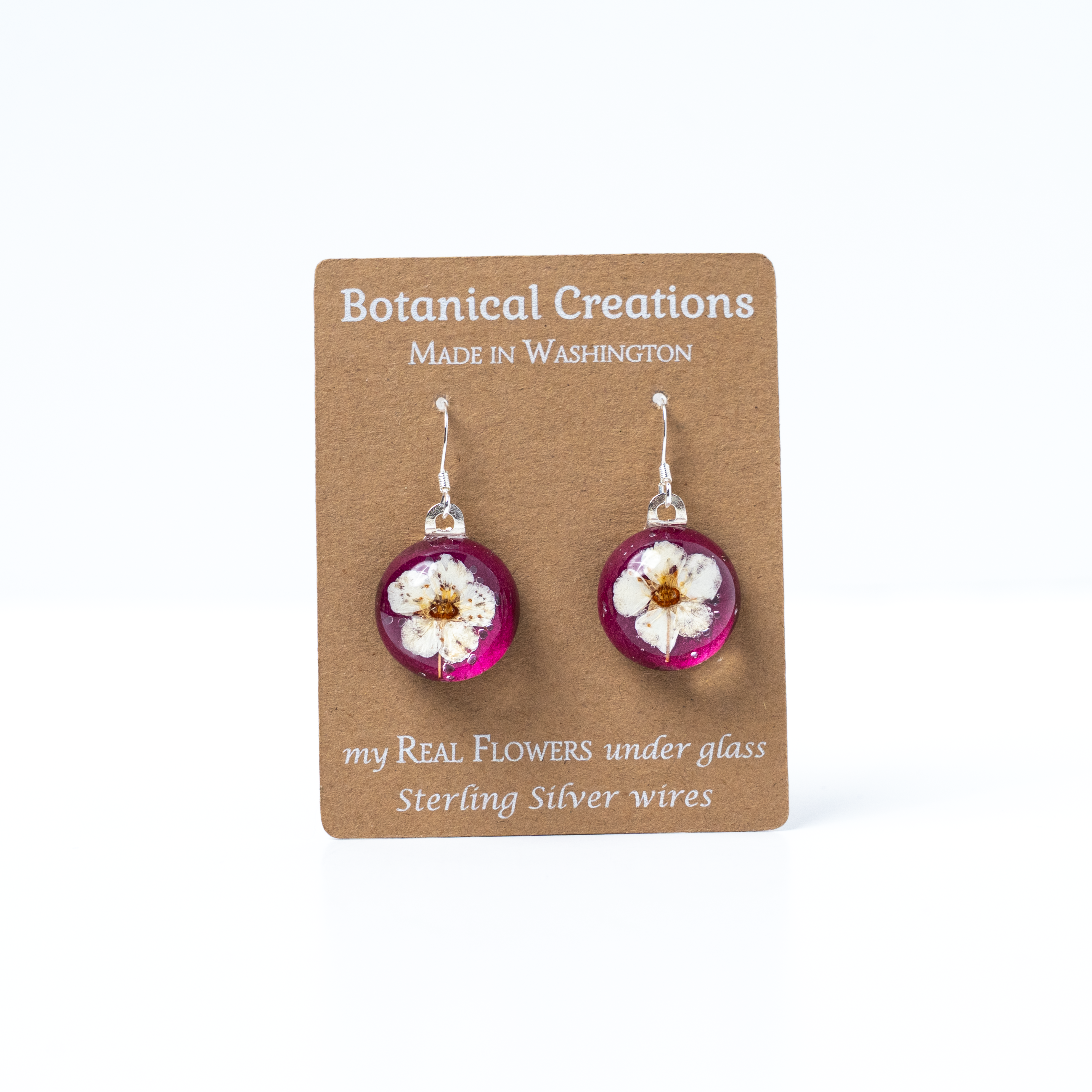 Rose Petal + Spirea Dangle Earrings by Botanical Creations