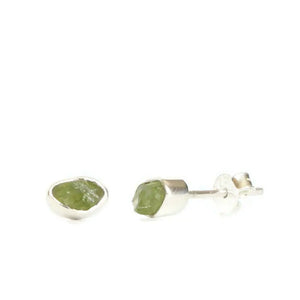 Rough Peridot Sterling Silver Studs