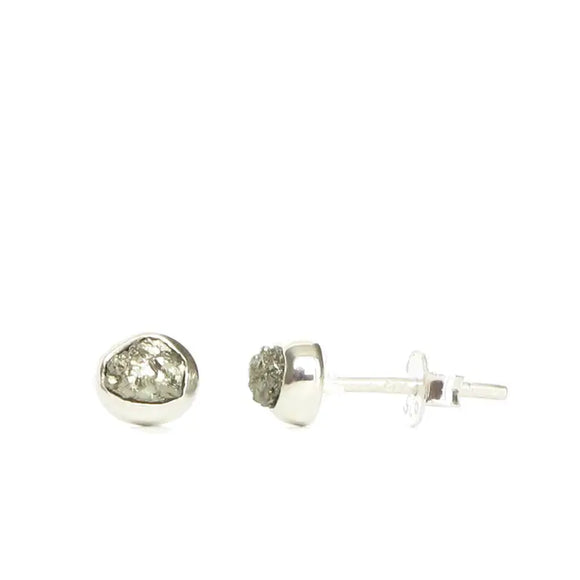 Rough Pyrite Sterling Silver Studs