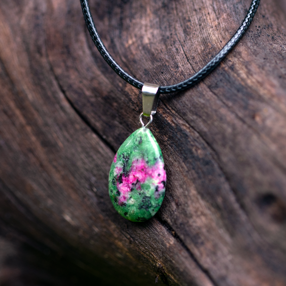 Ruby Zoisite Pendant Necklace by Miss Maddie