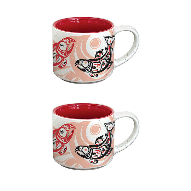 Ceramic Espresso Mugs (Set of 2) -Salmon
