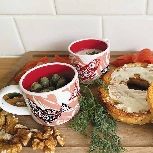 Ceramic Espresso Mugs (Set of 2) -Salmon