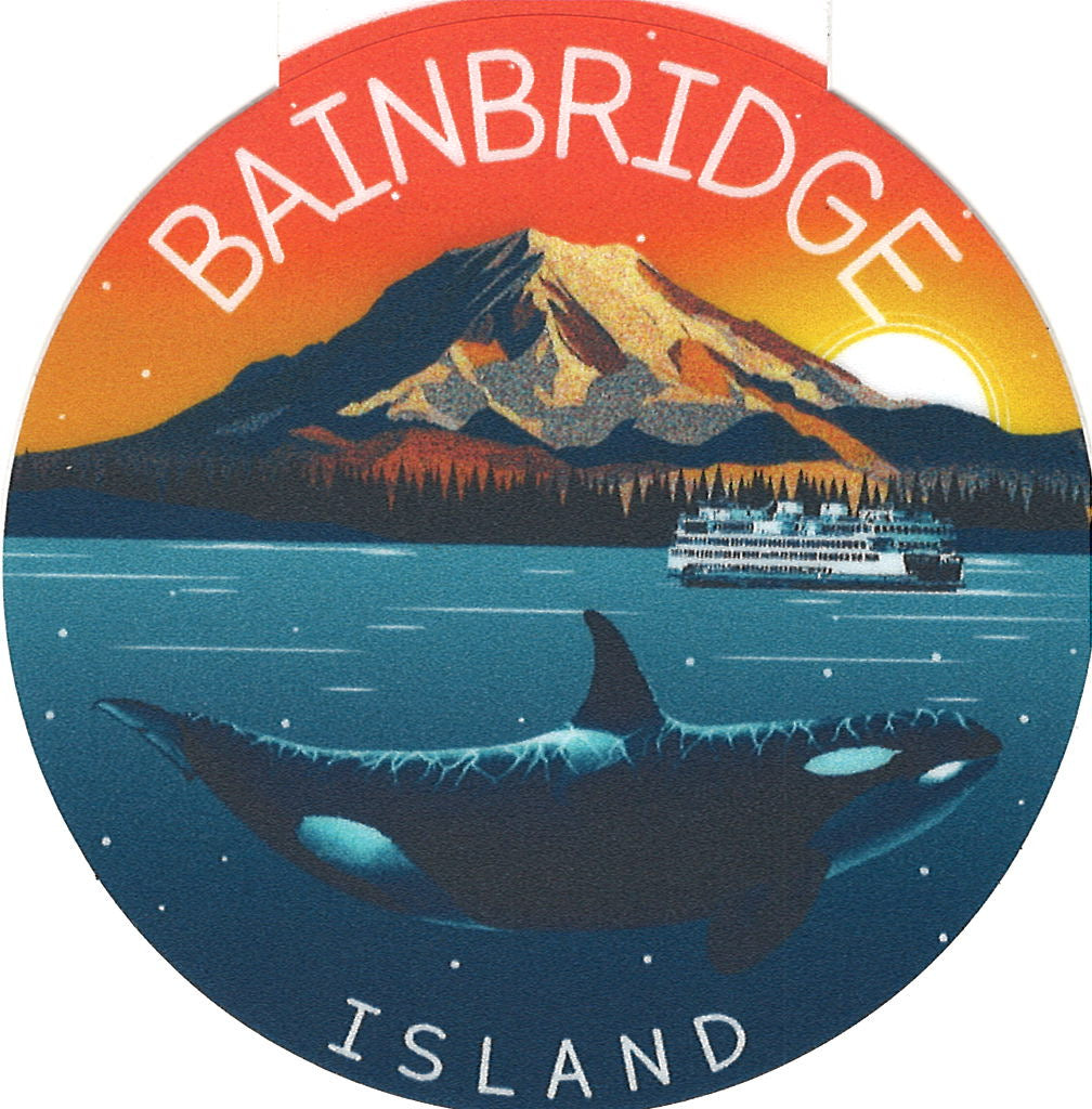 Mount Rainier Orca Bainbridge Island Round  Magnet