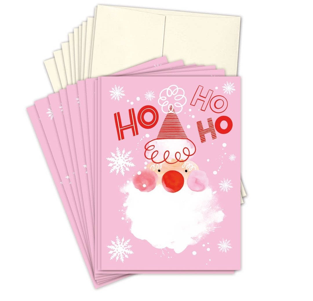 Pink Santa Boxed Holiday Cards