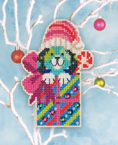 Puppy Present Cross Stitch Ornament Kit