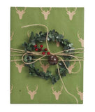 Natural Green Reindeer Stencil Kraft Wrapping Paper