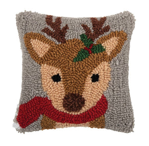 Christmas Winter Woodland Reindeer Throw Pillow