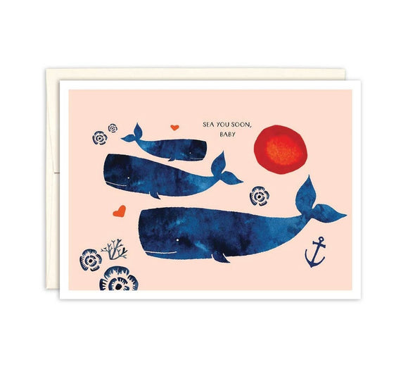 Whale Family Baby Card