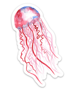 Red Jellyfish | Watercolour Sticker