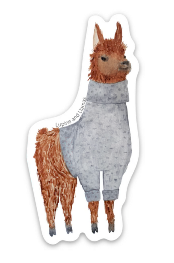 Cozy Llama | Watercolour Sticker