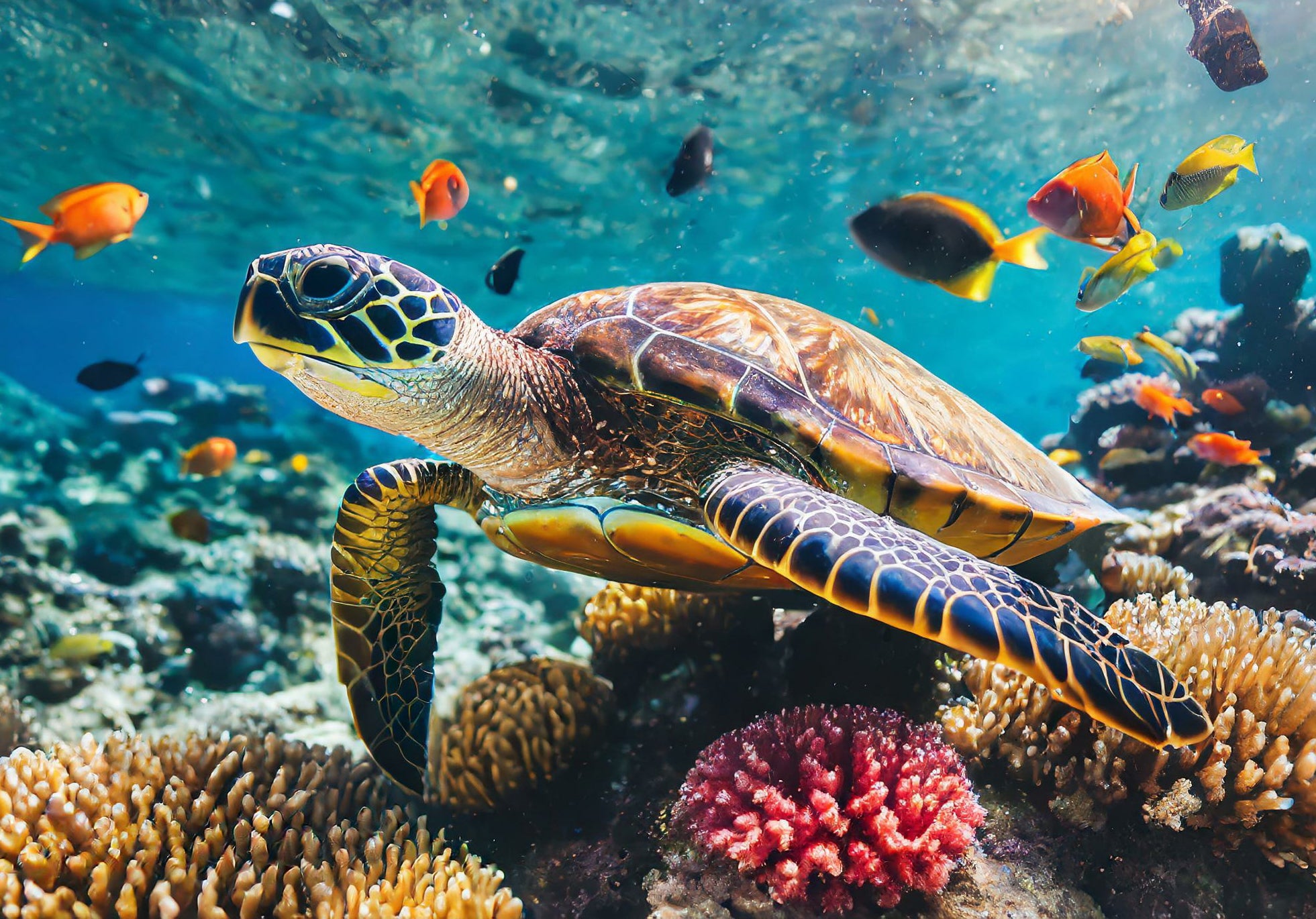 Sea Turtle  3D Postcard