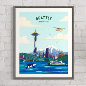 Seattle Travel Poster Retro Inspired
